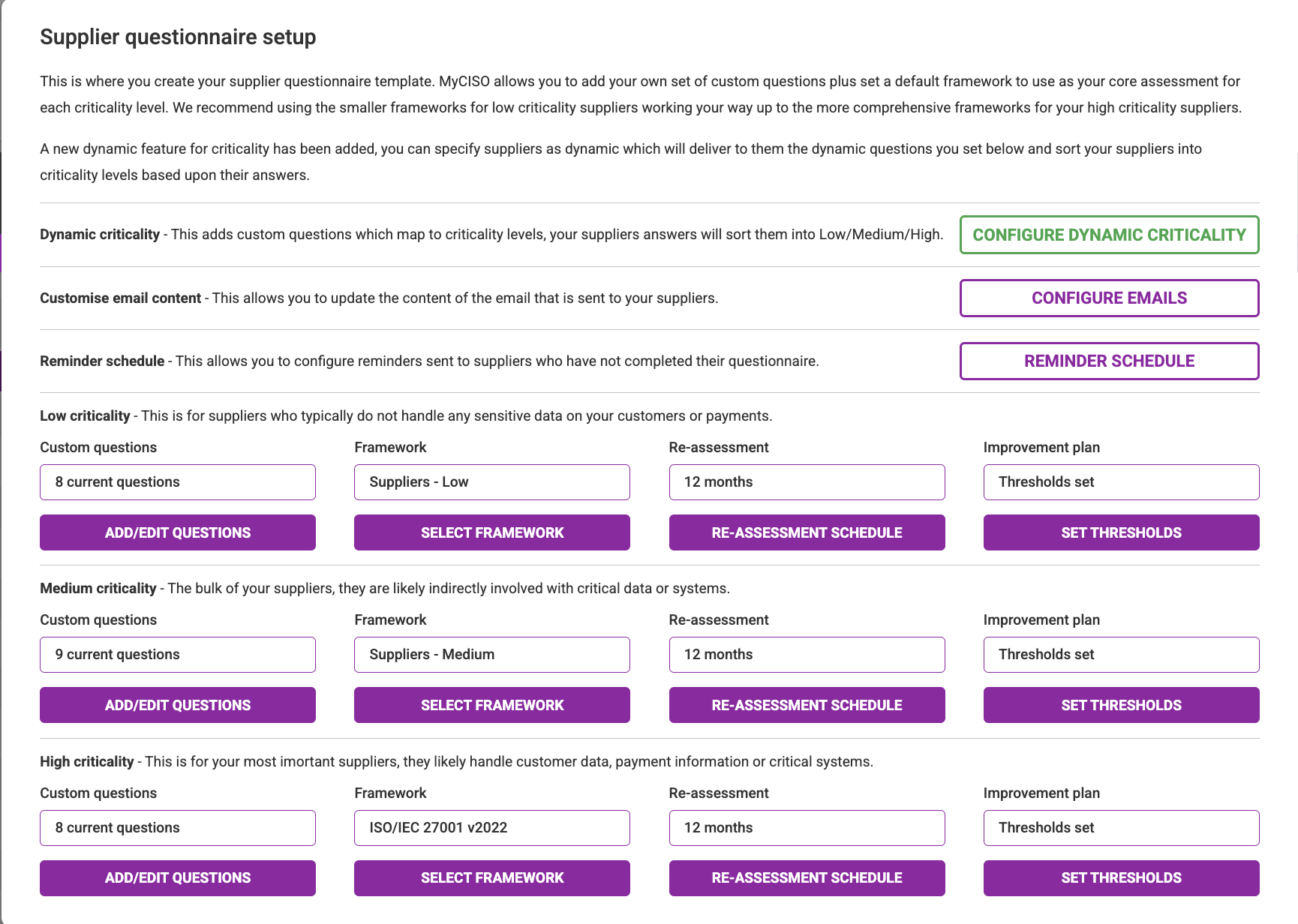 Suppliers Module | MyCISO