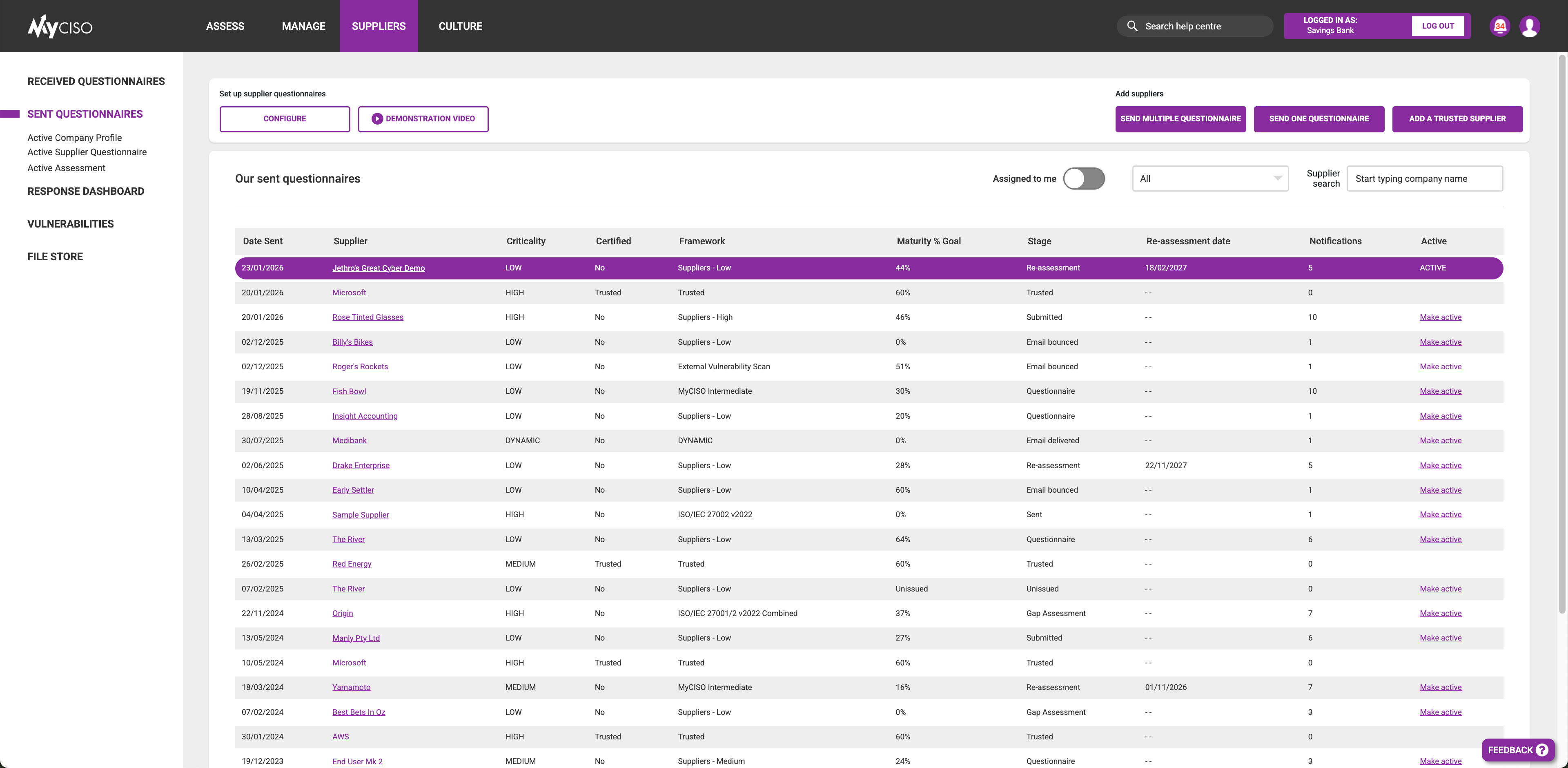 Suppliers Module | MyCISO