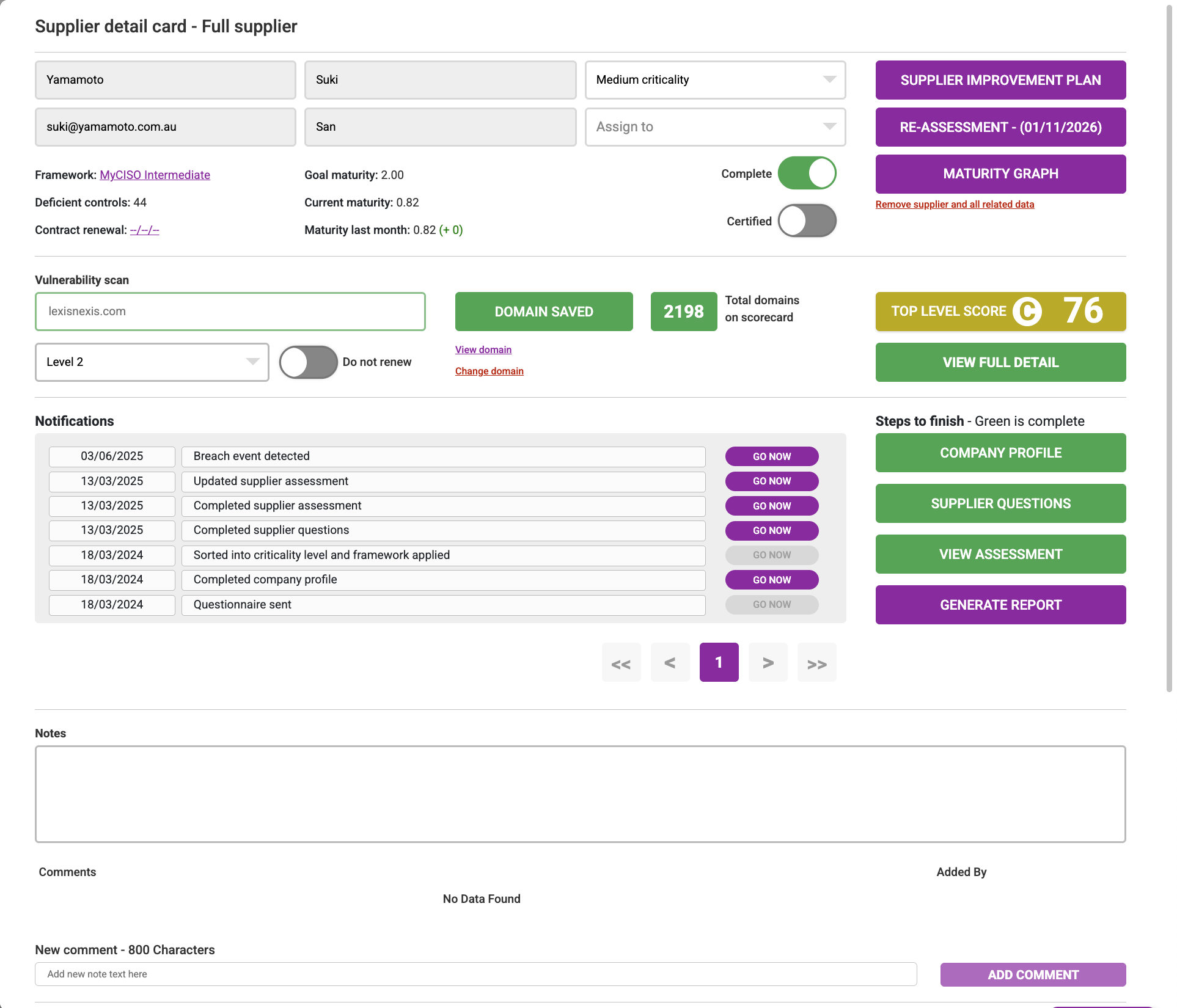 Supplier Module Suppliers Module | MyCISO